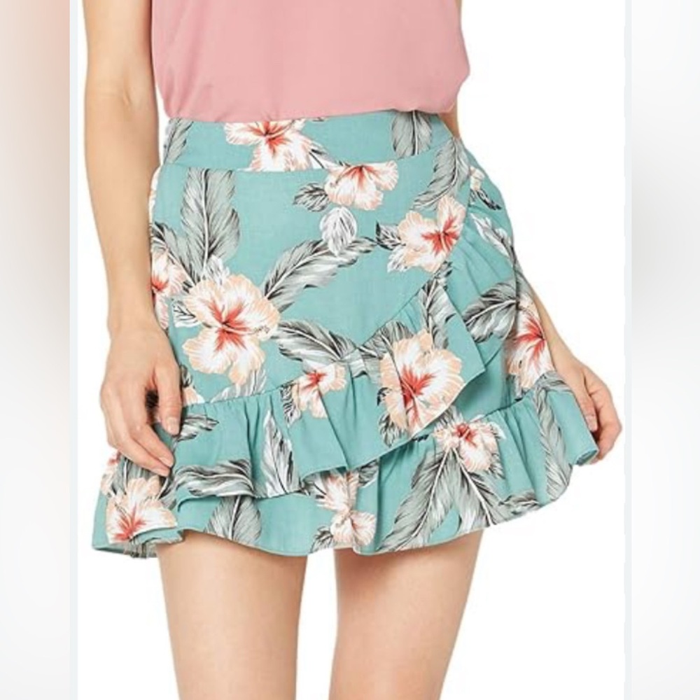 CUPCAKES AND CASHMERE Holland Mini Skirt in Bristol Blue sz SM, Floral Print